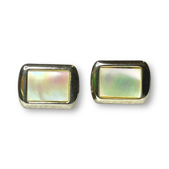 Vintage Mother of Pearl Gold Tone Cufflinks Men’s Classic Formal Dress Unsigned - Picture 3 of 5